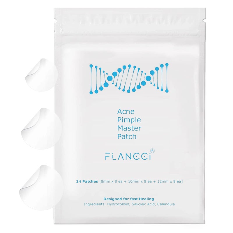 FLANCCI Pimple Patch Acne Patches Facial Skin Care Products, Blackhead Remover Skincare, Pimple Patch for Face and Hydrocolloid Acne Treatment Patch Salicylic Acid, Acne Spot Treatment (24 Count (Pack of 1)) - Image 1