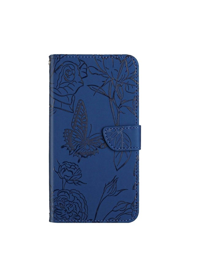Case Cover For Samsung Galaxy M34 5G Skin Feel Butterfly Embossed Flip Leather Phone Case(Blue)