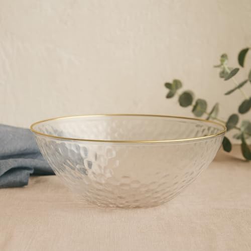 R-kay 100 Pack Hammered Gold Plastic Bowls Disposable Heavy Duty - 12 Oz Clear Plastic Bowls For Parties - Premium Clear Disposable Bowls for Hot Soup, Salads. - Image 5