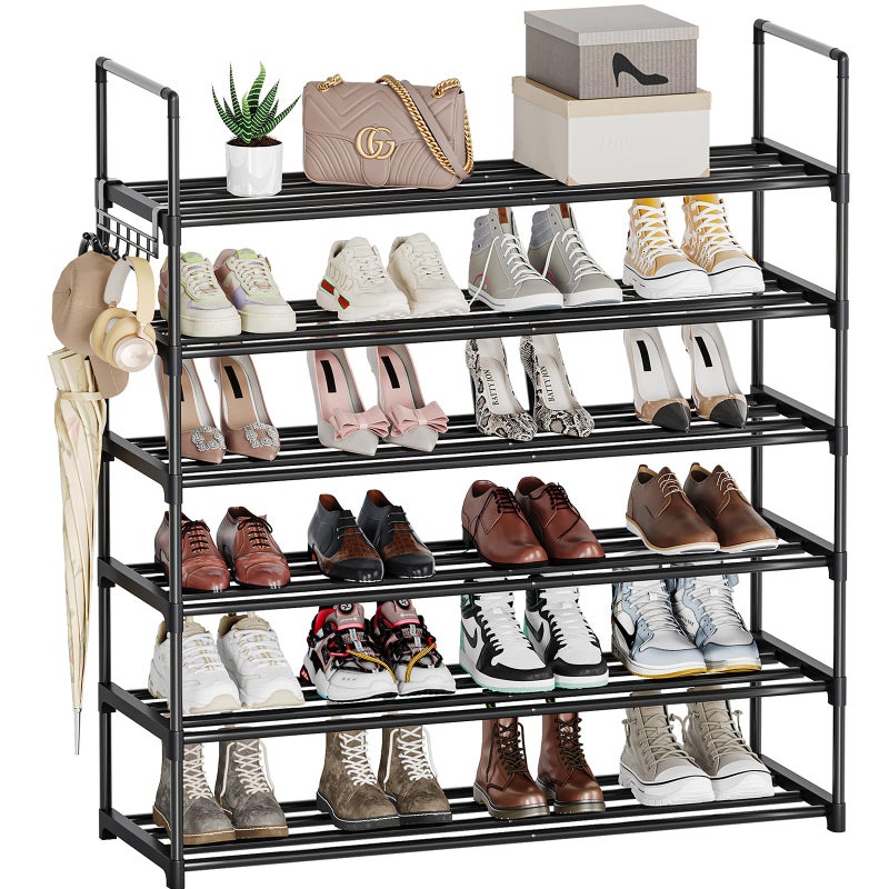 Saincustom 6 Tier Shoe Rack, Shoe Rack for Closet, Shoe Organizer for Entryway, Shoe Storage for Front Door Entrance & Entryway, Large Shoe Stand Holder Adjustable Shelf Height - Image 1