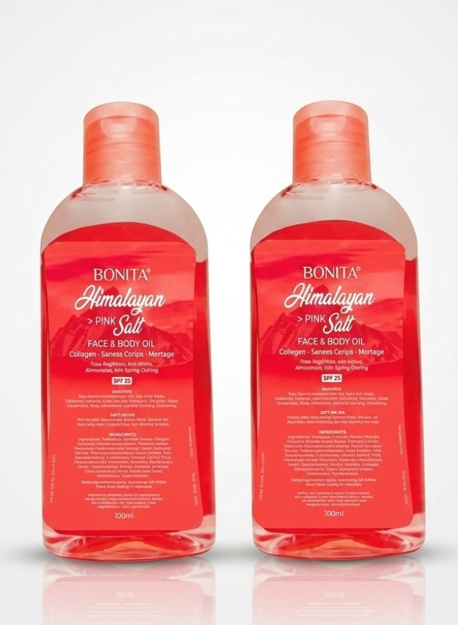 Bonita Pack of 2  Himalayan Pink Salt Face and Body Oil 100ml 100ml Natural Skin Care Moisturizing Nourishing Brightening Body Oil Face Oil For Dry Skin Sensitive Skin Daily Skin Care - Image 1