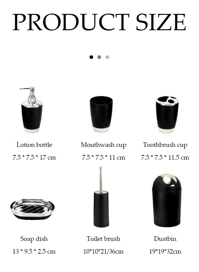 Generic 6 Pcs Bathroom Accessories Set, Household Toiletries Set, Bathroom Storage Set,Sturdy And Durable,With Lotion Bottle, Toothbrush Cup, Mouthwash Cup, Soap Tray, Toilet Brush, Garbage Can,Suitable For - Image 2