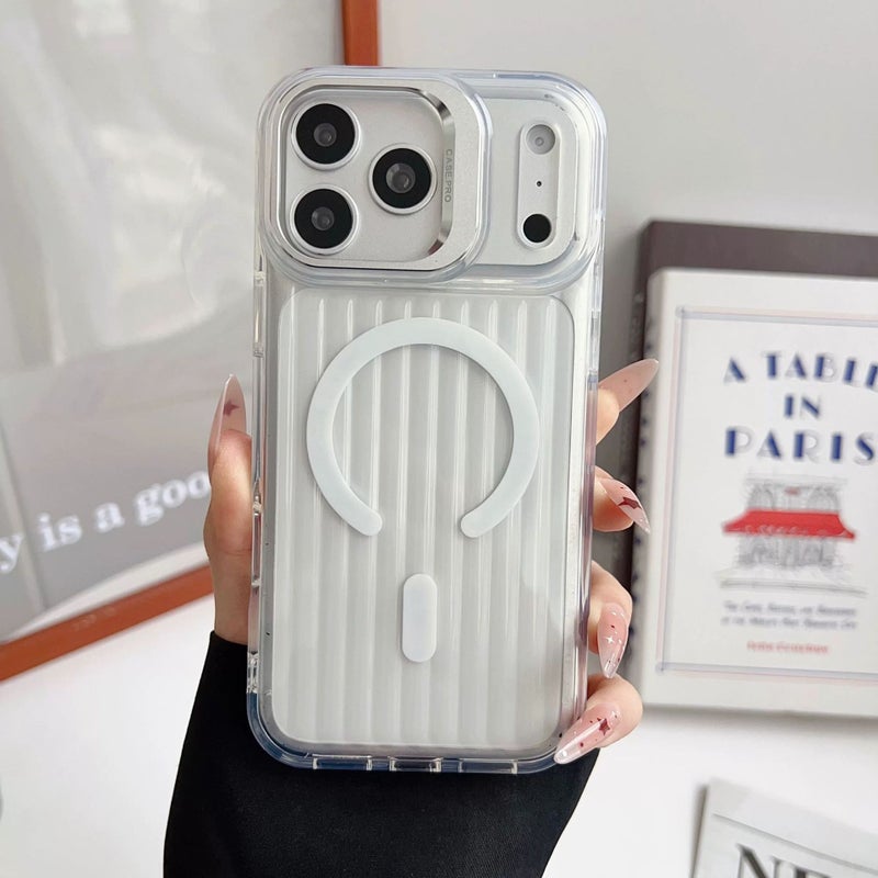 Luggage Pattern Magnetic Phone Case for iPhone  Series, Matte Shockproof Cover with Hidden Stand and Lens Protection - Image 2