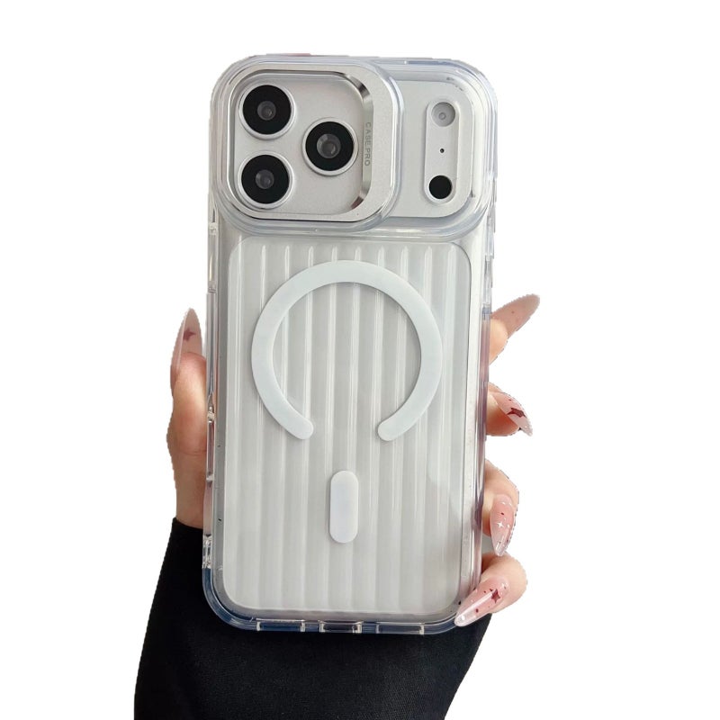 Luggage Pattern Magnetic Phone Case for iPhone  Series, Matte Shockproof Cover with Hidden Stand and Lens Protection - Image 5
