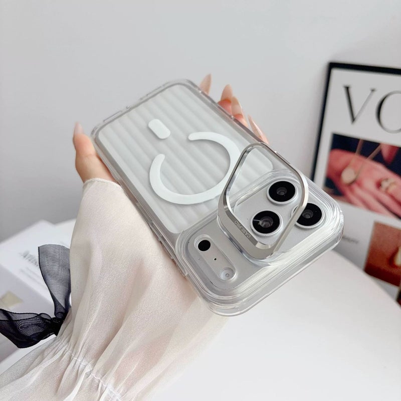 Luggage Pattern Magnetic Phone Case for iPhone  Series, Matte Shockproof Cover with Hidden Stand and Lens Protection - Image 3
