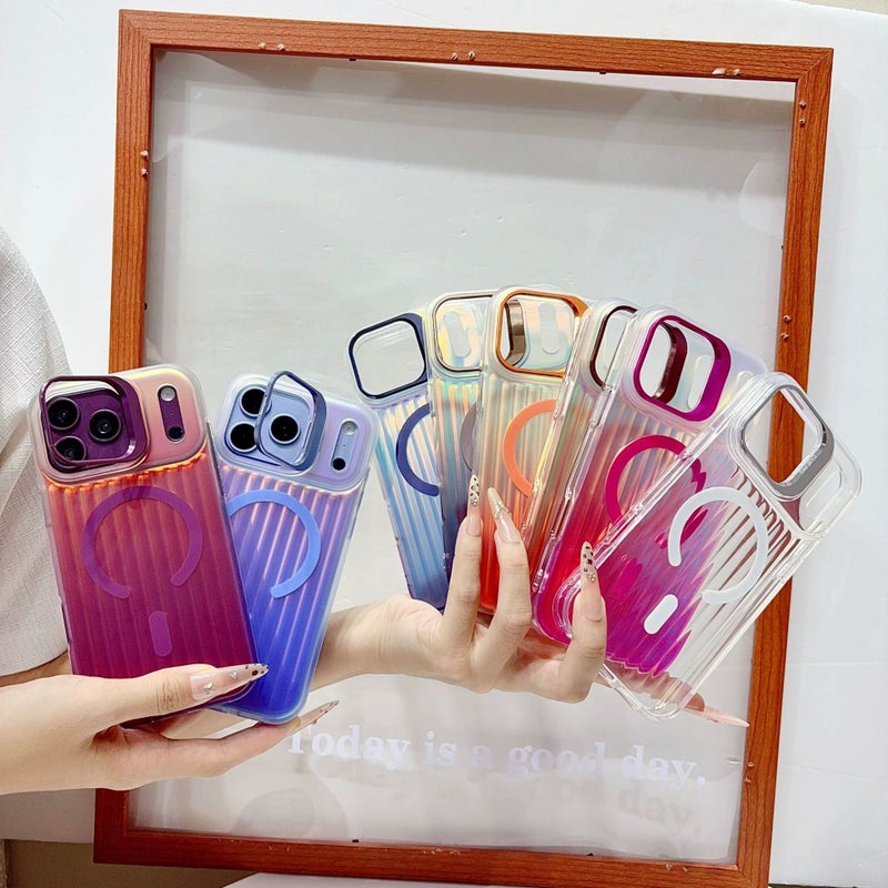 Luggage Pattern Magnetic Phone Case for iPhone  Series, Matte Shockproof Cover with Hidden Stand and Lens Protection - Image 4