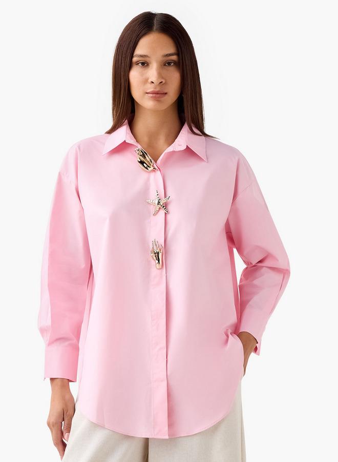 تواكستريمز قميص قطني بتفاصيل مزخرفة - Image 1