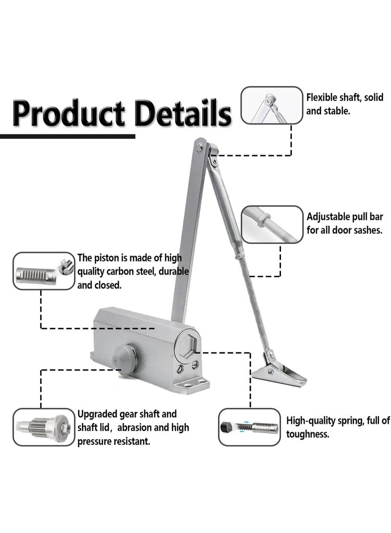Relex Light Duty Automatic Door Closer with Hold Open for Width<35in 55~99 lbs Home Doors, Safe, Easy Installation for Residential and Commercial, Auto Hydraulic Adjustable Mute Buffer Door Closers - Image 2
