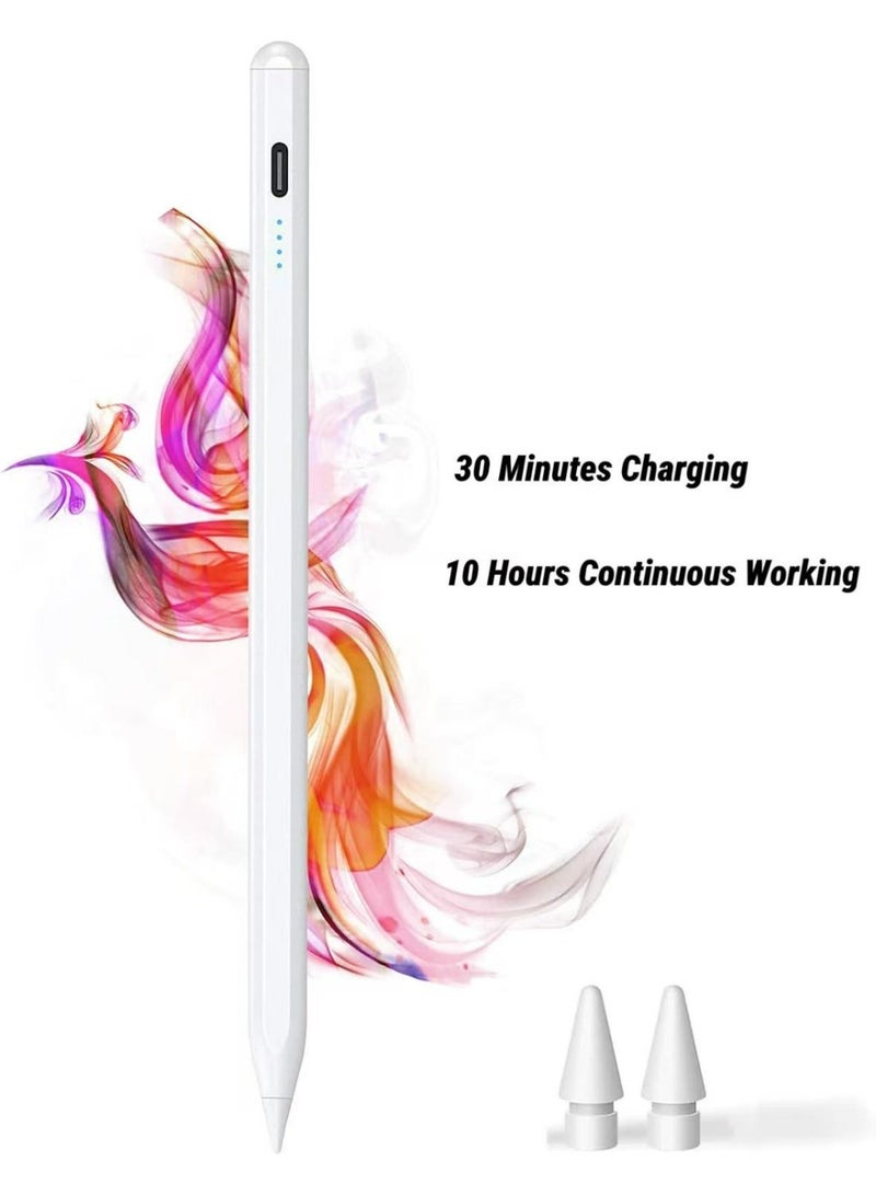 Stylus Pen for iPad with Palm Rejection and Tilt Sensitivity, 30 Mins Fast Charge Pencil for Apple iPad, Compatible with iPad 10/9/8/7/6， iPad Pro 11"/12.9"/13" (2018–2024), iPad Air 5/4/3/11"-13" M2, iPad Mini 6/5 - Image 1
