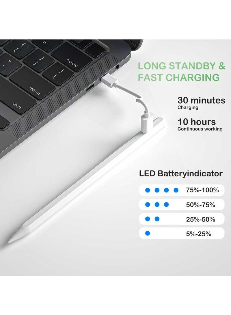 Stylus Pen for iPad with Palm Rejection and Tilt Sensitivity, 30 Mins Fast Charge Pencil for Apple iPad, Compatible with iPad 10/9/8/7/6， iPad Pro 11"/12.9"/13" (2018–2024), iPad Air 5/4/3/11"-13" M2, iPad Mini 6/5 - Image 2