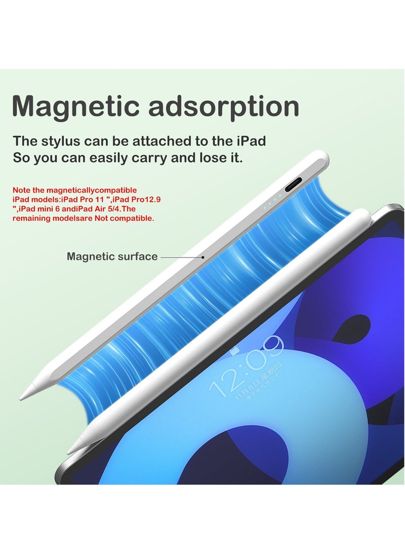 Stylus Pen for iPad with Palm Rejection and Tilt Sensitivity, 30 Mins Fast Charge Pencil for Apple iPad, Compatible with iPad 10/9/8/7/6， iPad Pro 11"/12.9"/13" (2018–2024), iPad Air 5/4/3/11"-13" M2, iPad Mini 6/5 - Image 5