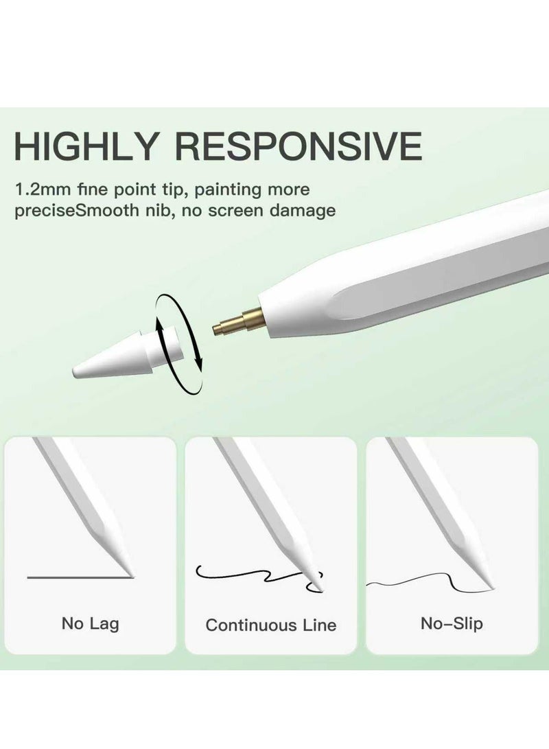 Stylus Pen for iPad with Palm Rejection and Tilt Sensitivity, 30 Mins Fast Charge Pencil for Apple iPad, Compatible with iPad 10/9/8/7/6， iPad Pro 11"/12.9"/13" (2018–2024), iPad Air 5/4/3/11"-13" M2, iPad Mini 6/5 - Image 4