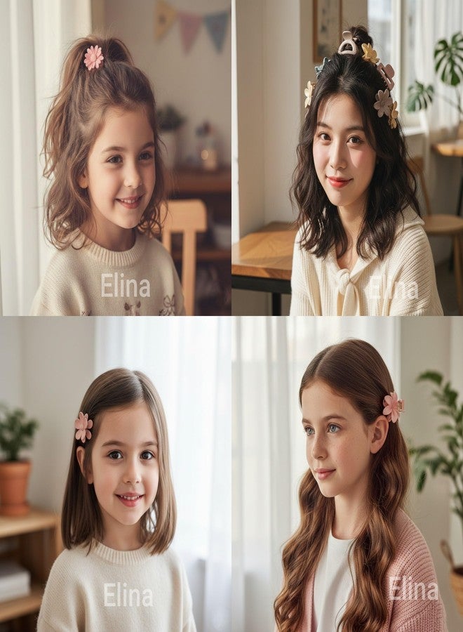 Elina 6 Pcs Small Hair Claw Clips for Women & Girls Mini Clamps Strong Hold NonSlip for Thick & Thin Hair Neutral Color Durable Hair Accessories for Casual, Styling (Multicolor Mix Designs)(Pack of 6) - Image 3