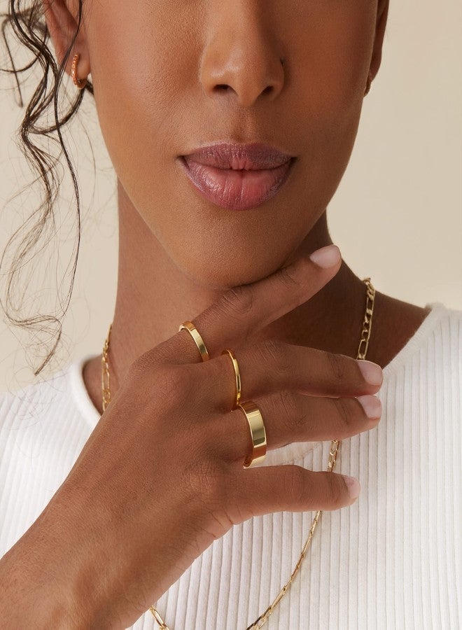 PAVOI 18K Rose Gold Plated Three Stackable Rings Set for Women - Set of 3 Wide Stacking Ring Pack - Gold Statement Jewelry, Size 7 - Image 4