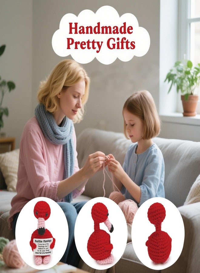 يودو فلامنجو كروشيه صغير إيجابي من يودو - فلامنجو مصنوع يدويًا مع بطاقة تحفيزية، هدية مثالية لحشو سلة عيد الفصح للنساء والرجال، وتقدير المعلمين، وأفكار هدايا التخرج وأعياد الميلاد. - Image 3