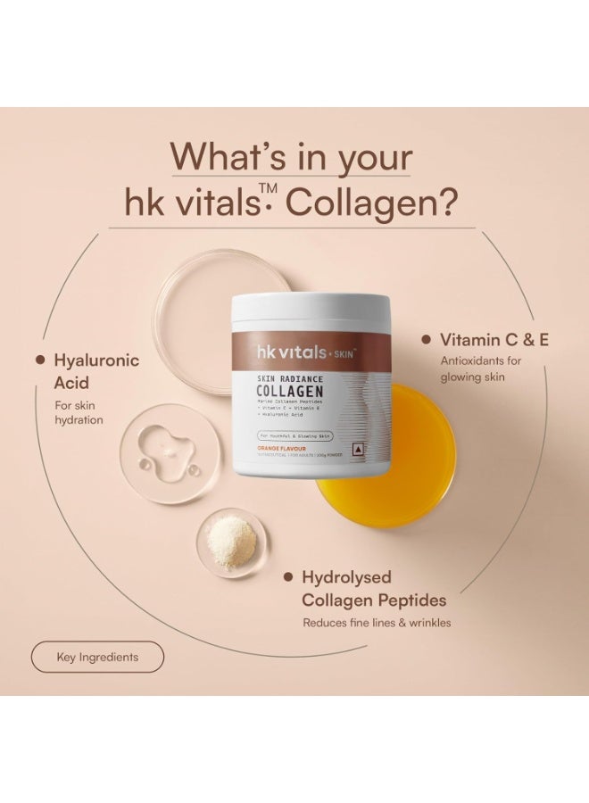 HK Vitals Skin Radiance Marine Collagen Supplement Powder (Orange, 200g) | Collagen Peptides with Vitamin C, E - Image 3