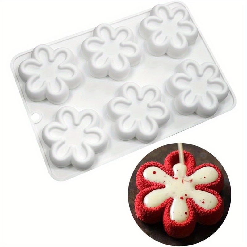 1pc Silicone Flower Mold 12 Cavity Floral Design For Chocolate Candy Ice Cubes Non Toxic Baking Mold For Weddings Parties Diy Crafts Pudding Soap Making White - Image 2