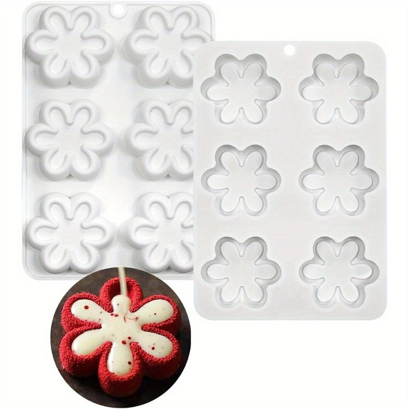 1pc Silicone Flower Mold 12 Cavity Floral Design For Chocolate Candy Ice Cubes Non Toxic Baking Mold For Weddings Parties Diy Crafts Pudding Soap Making White - Image 1