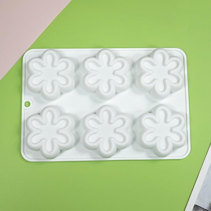 1pc Silicone Flower Mold 12 Cavity Floral Design For Chocolate Candy Ice Cubes Non Toxic Baking Mold For Weddings Parties Diy Crafts Pudding Soap Making White - Image 5