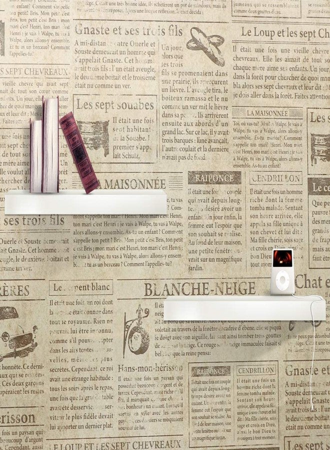 TANONE Beige Newspaper Wallpaper 17.7" x 78.7"Self Adhesive Vintage Black Locker Contact Paper Peel and Stick Wallpaper for Countertops Cabinets Decorative Furniture - Image 4
