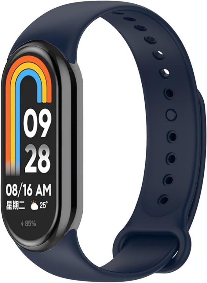 ووتش سوار سيليكون متوافق مع مى باند 8 - سوار معصم قابل للتعديل ومريح ومقاوم للعرق والماء ازرق - Image 2