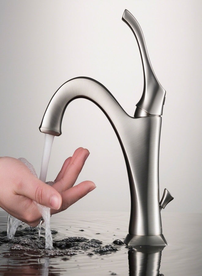 KRAUS KBF-1201SFS Arlo Single Handle Basin Bathroom Faucet with Lift Rod Drain and Deck Plate, Spot-Free All-Brite Stainless Steel - Image 3