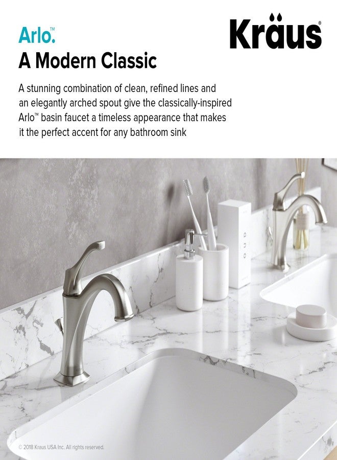 KRAUS KBF-1201SFS Arlo Single Handle Basin Bathroom Faucet with Lift Rod Drain and Deck Plate, Spot-Free All-Brite Stainless Steel - Image 4