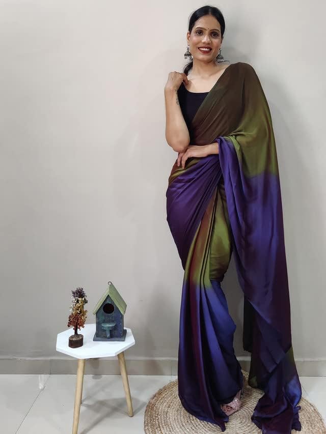 Satrani Women'S Chiffon Ready To Wear Saree With Unstitched Blouse Piece(3029S192N_Green) - Image 5