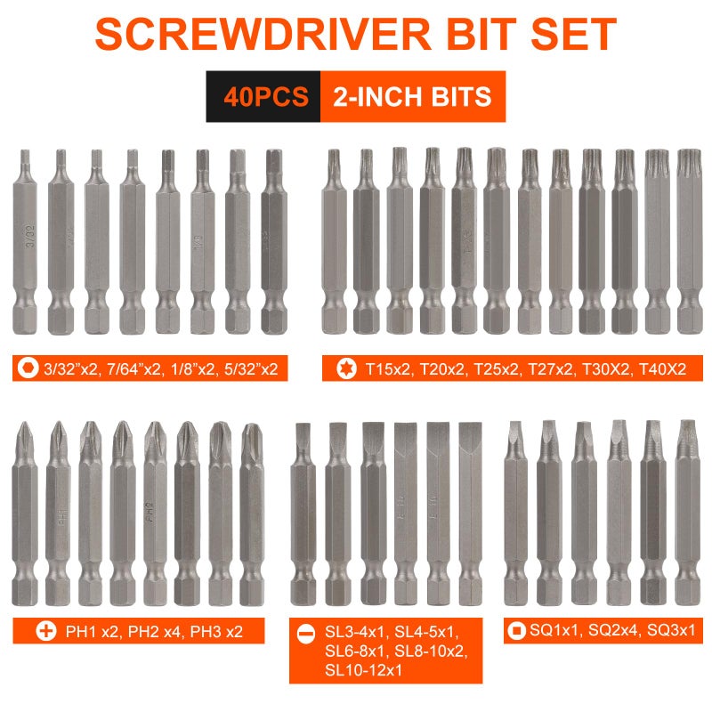 COMOWARE 200Pcs Drill Bit Set & Screwdriver Bit Set - HSS/CR-V 1/4" Multi-Purpose Bits in Transparent Storage Case, Impact Driver Accessories for DIY Projects, Home Repairs, Professional Use - Image 3