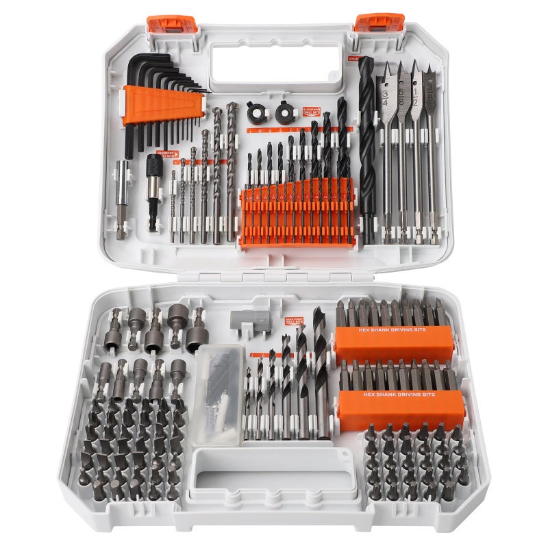 COMOWARE 200Pcs Drill Bit Set & Screwdriver Bit Set - HSS/CR-V 1/4" Multi-Purpose Bits in Transparent Storage Case, Impact Driver Accessories for DIY Projects, Home Repairs, Professional Use - Image 1