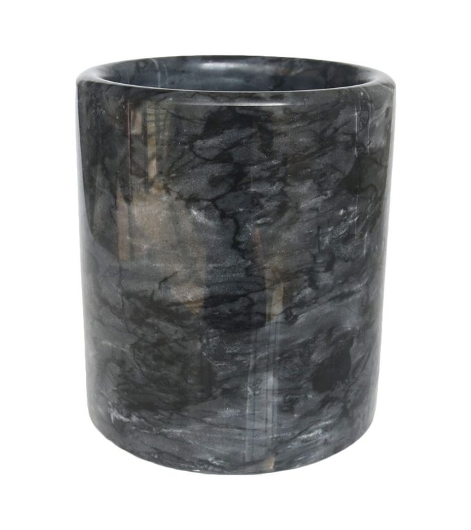 HillSpring Black Marble Kitchen Utensil Holder, Weighted Utensils Organizer Crock for Countertop, Wine Chiller Bucket with Protective Padded Base - Image 1