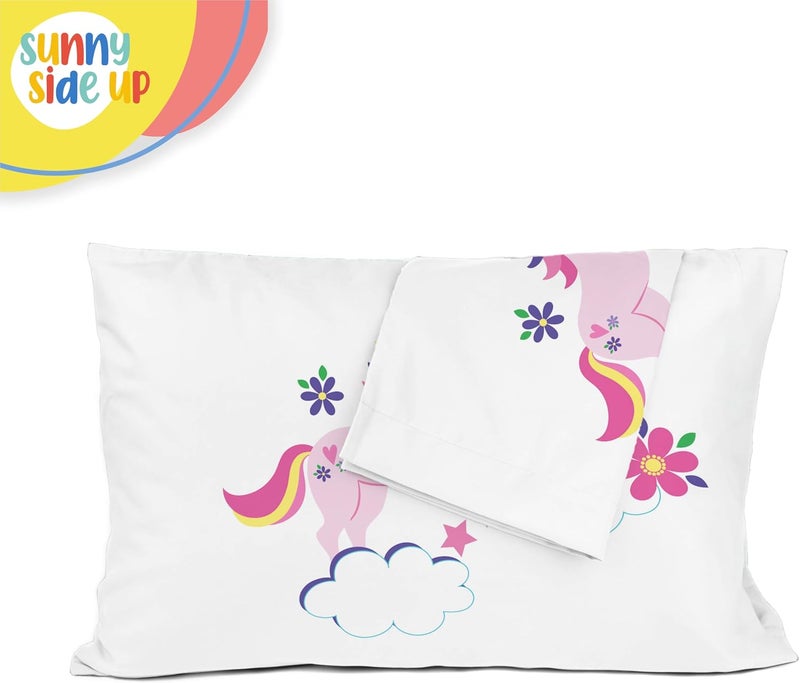 Sunny Side Up Rainbow Unicorns 2 Pack Reversible Pillowcases - Double Sided Pillow Covers, Kids Super Soft Floral Bedding - Image 5