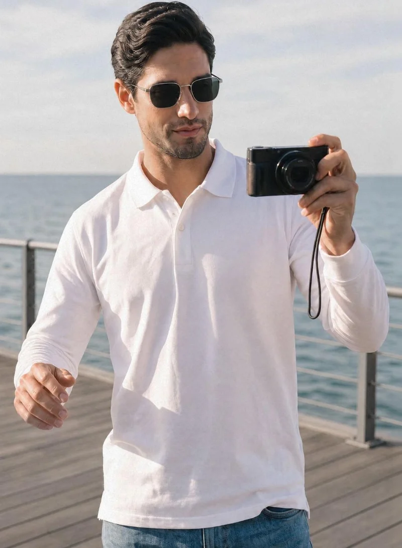 دينيس لينغو Men White Cotton Blend Solid Regular T-Shirt