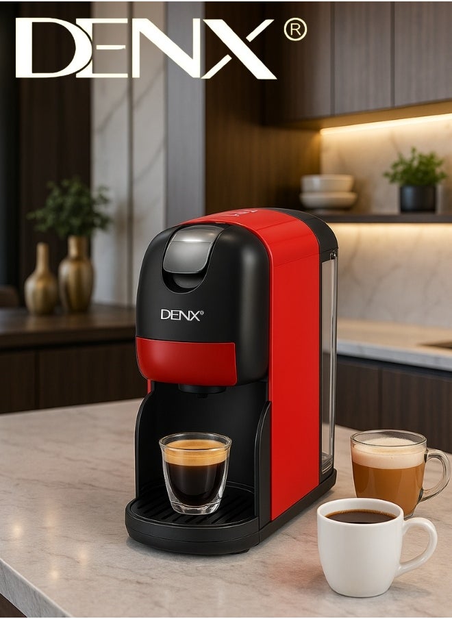 دينكس - ماكينة قهوة متعددة الكبسولات 3 في 1 من DENX موديل DX3416 – ضغط 20 بار، قدرة 1400 واط، سعة 1 لتر، إيقاف تلقائي، تحضير خلال دقيقة واحدة، متوافقة مع كبسولات متعددة - Image 1