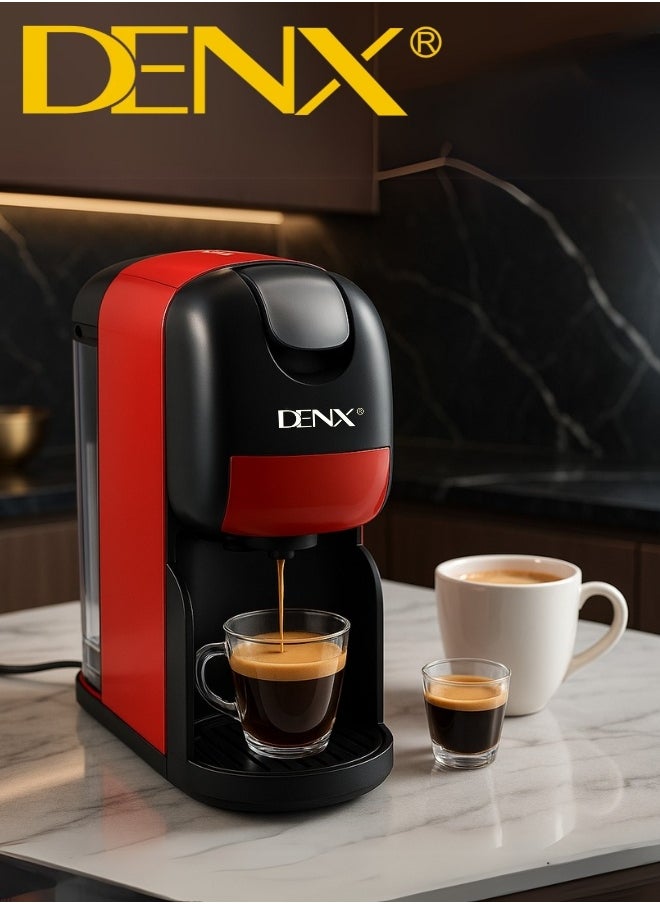 دينكس - ماكينة قهوة متعددة الكبسولات 3 في 1 من DENX موديل DX3416 – ضغط 20 بار، قدرة 1400 واط، سعة 1 لتر، إيقاف تلقائي، تحضير خلال دقيقة واحدة، متوافقة مع كبسولات متعددة - Image 1