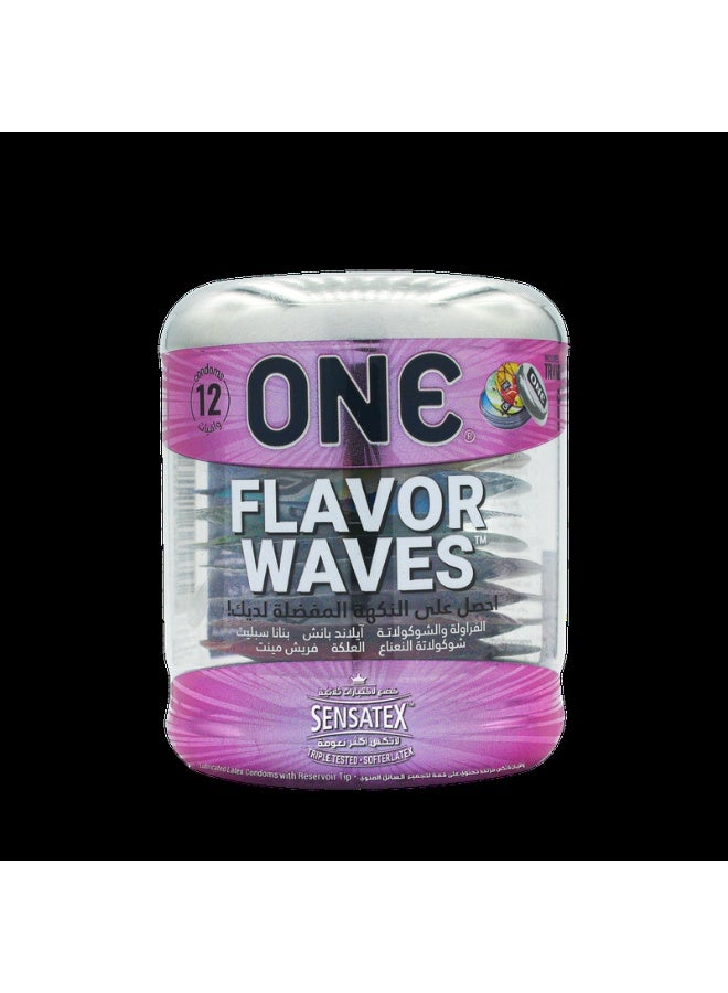 One Condoms Flavor Waves | Six Unique Flavors For Variety Of Delicious Experiences | 12 Count - Image 1