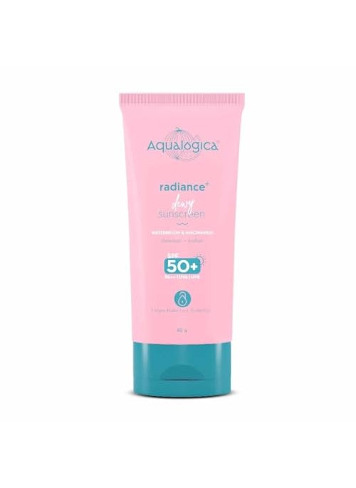 Aqualogica Aqualogica Radiance+ Dewy Face Sunscreen with SPF 50+ & PA+++ | Broad Spectrum Protection & No White Cast | Helps Give Healthy Skin with Watermelon & Niacinamide | 2.82 Oz/80g 
