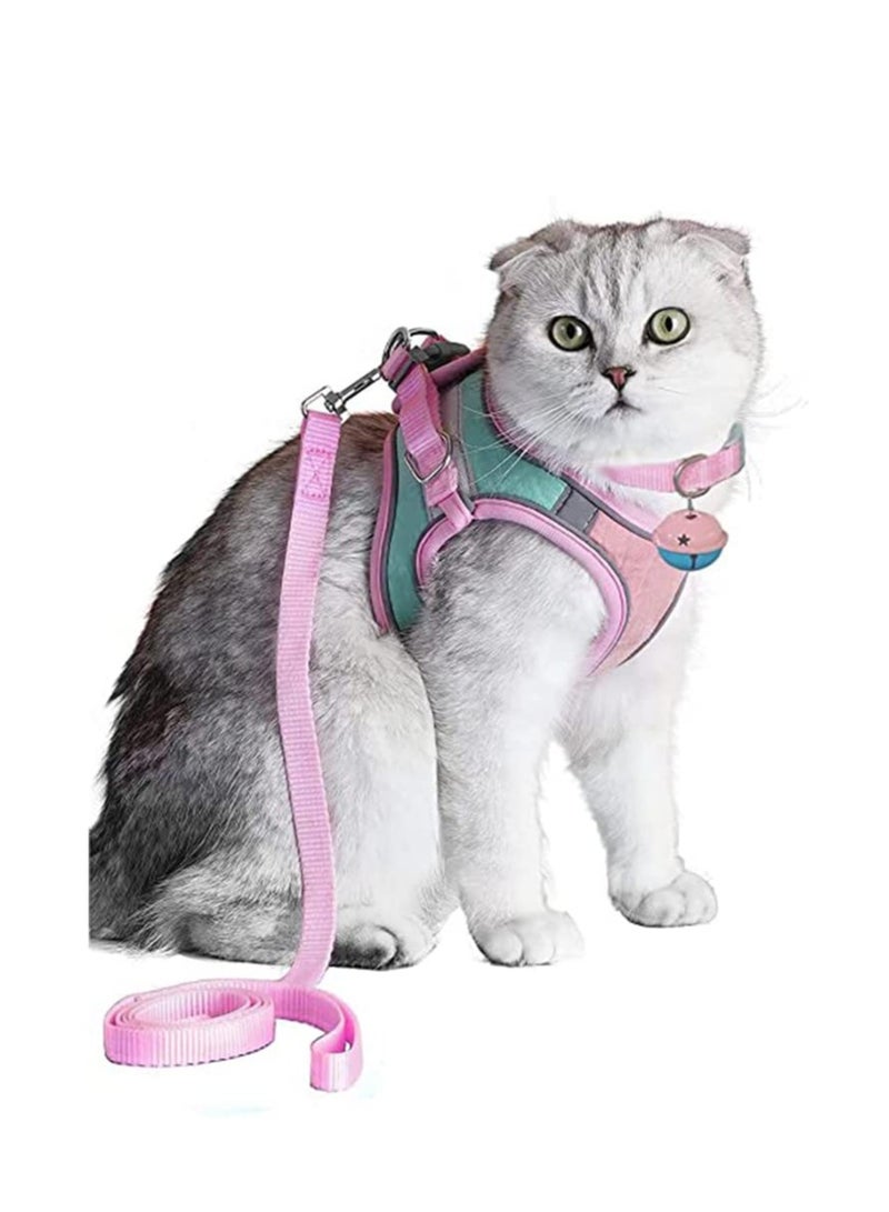 SYOSI Cat Harness, Leash and Collar Set, Escape Proof Kitten Vest Harness for Walking, Wrap-Around Pet Harness with Reflective Strap and Bell for Small Large Kitten, Fit for Puppy, Rabbit - Image 1