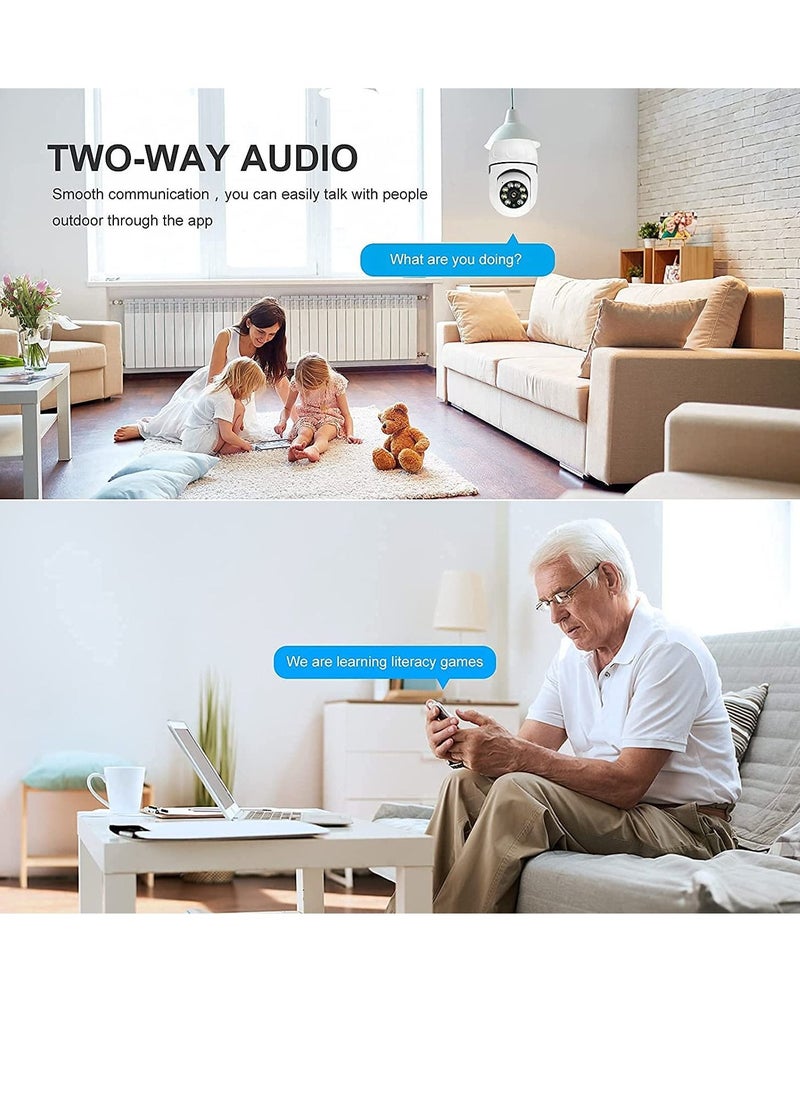 Generic - E27 Bulb 1080P 2.4GHz WiFi 360 Degree Panoramic Night Vision 2-Way Audio, Smart Motion Detection and Alarm Surveillance Cameras - Image 1