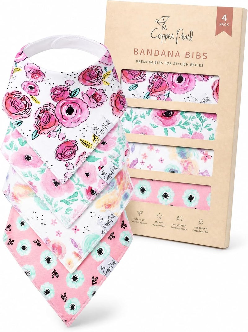 Copper Pearl Baby Bandana Drool Bibs - 4 Pack Bloom Set for Stylish Babies - Image 1