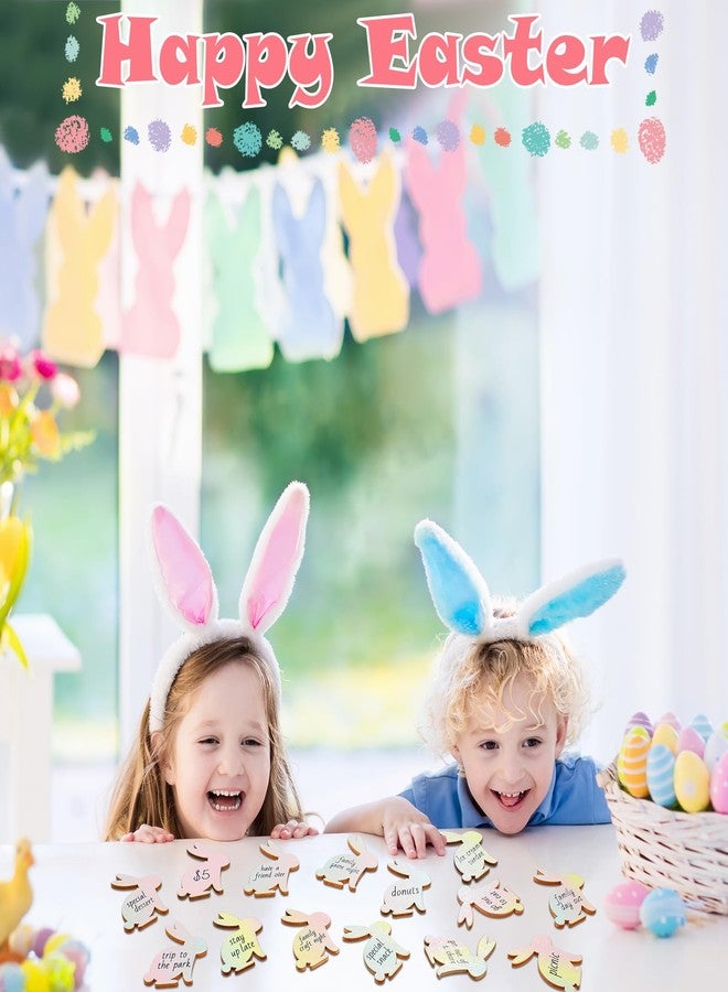 Burbell 28 Pcs Wooden Easter Bunny Tokens Bunny Shape Wood Easter Tags Unfinished Coins for Children Basket Fillers for Kids DIY Crafts Decoration - Image 4