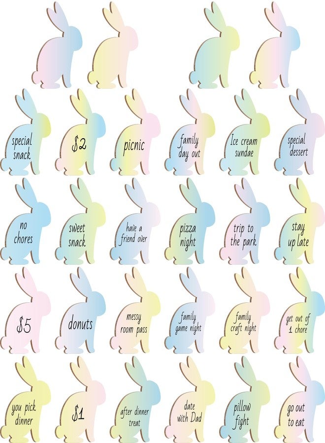 Burbell 28 Pcs Wooden Easter Bunny Tokens Bunny Shape Wood Easter Tags Unfinished Coins for Children Basket Fillers for Kids DIY Crafts Decoration - Image 1