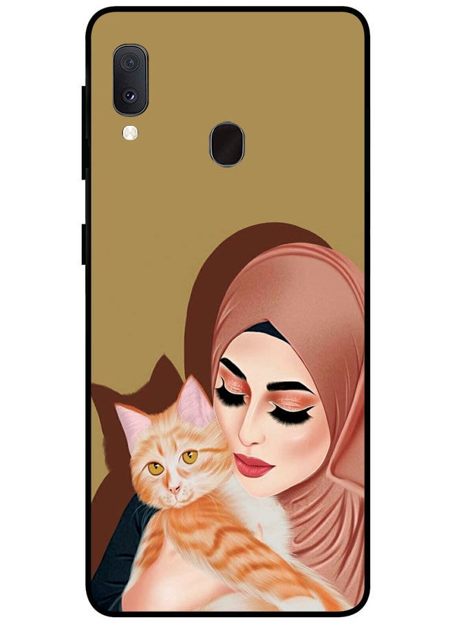 Protective Case Cover For Samsung Galaxy A20e Smart Series Printed Protective Case Cover for Samsung A20e Hijab Girl with Cat