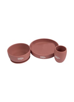 Babies Basic Silicone Plate, Bowl & Cup- Pink  - Image 1