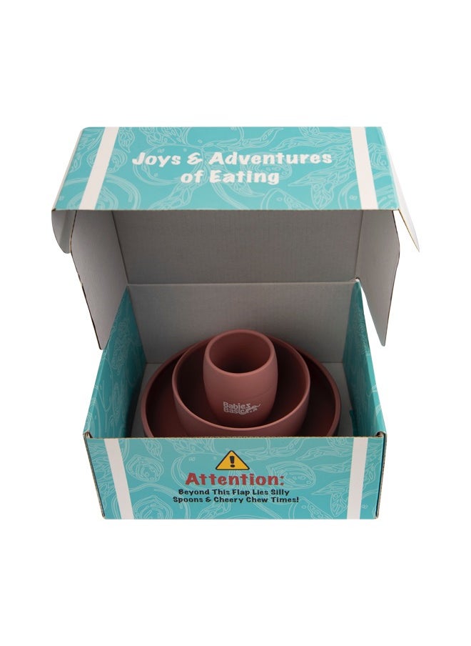 Babies Basic Silicone Plate, Bowl & Cup- Pink  - Image 5