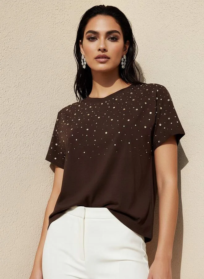 Iconic Iconic Relaxed Fit T-shirt with Embellishment