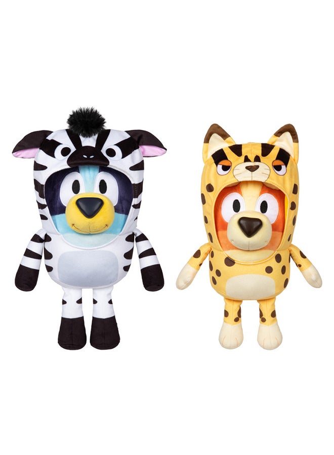 بلوي مجموعة من قطعتين من دمى "سيبلز فيتشر" المحشوة | ألعاب تفاعلية ناطقة، تغني، وتضحك، بملابس داخلية لطيفة بنقشة حمار وحشي وفهد | مجموعة هدايا للأطفال - Image 3