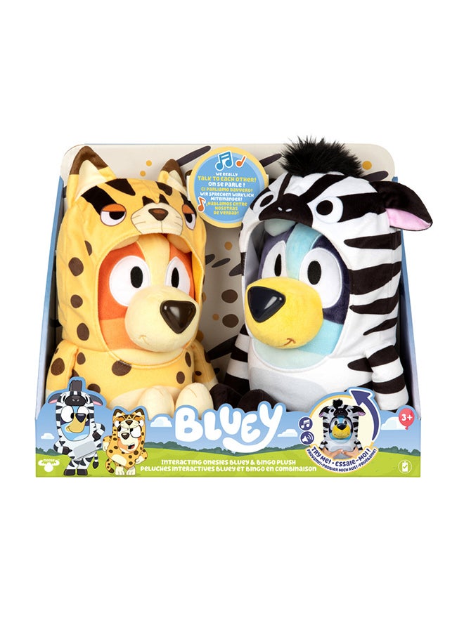 بلوي مجموعة من قطعتين من دمى "سيبلز فيتشر" المحشوة | ألعاب تفاعلية ناطقة، تغني، وتضحك، بملابس داخلية لطيفة بنقشة حمار وحشي وفهد | مجموعة هدايا للأطفال - Image 2