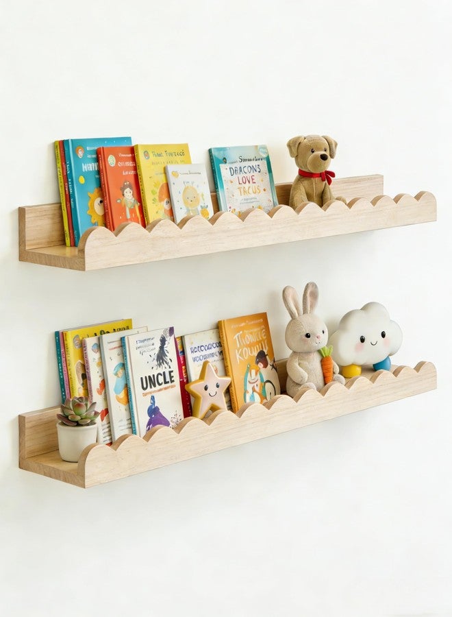 icnjdMopclean Floating Scalloped Shelves-2 Pack Nursery Shelves for Wall, Floating Shelves for Nursery Kids Room, Home Decor, 20 Inches, Large - Image 1