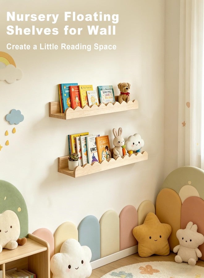 icnjdMopclean Floating Scalloped Shelves-2 Pack Nursery Shelves for Wall, Floating Shelves for Nursery Kids Room, Home Decor, 20 Inches, Large - Image 4
